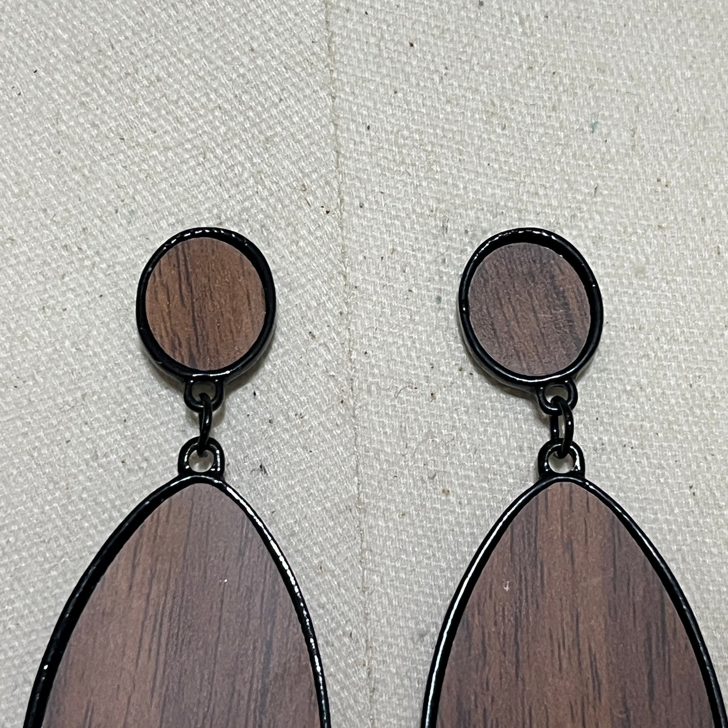 Wooden Brown and Black Drop Earrings