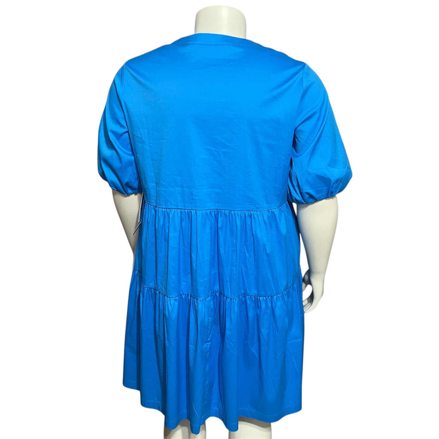 Chico's Bright Blue 2 Tiered Cotton Flared Dress Sz-3 or XL