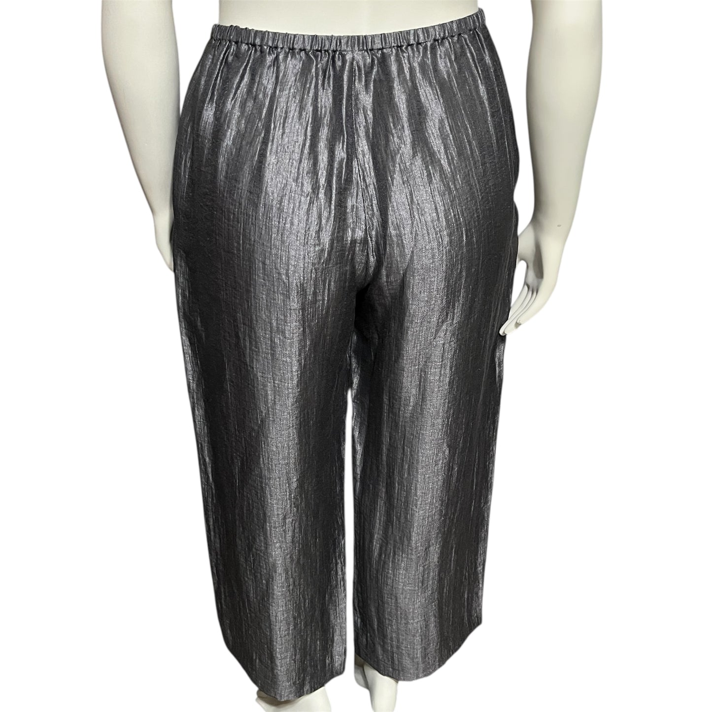 DKNY Silver Linen Blend Drawstring Dress Pants Sz-Large