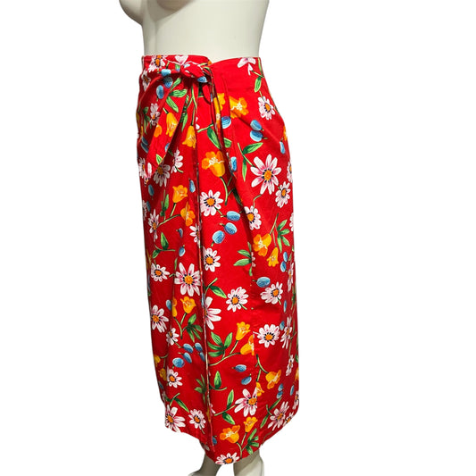 Vibrant Floral Red Sarong Wrap for Women
