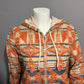 Chaps Tribal Aztec Print Orange Zip Up Hoodie Sz-XL