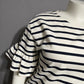 Cream & Navy Striped 100% Cotton Flare Sleeve Top Sz-XL