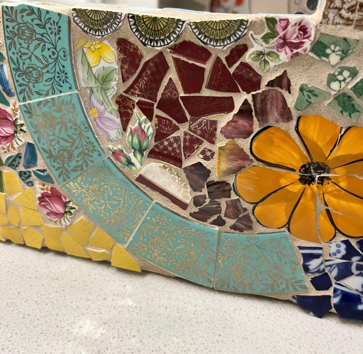 Mosaic Tile Floral RARE Wall Mirror
