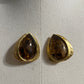 Gold and Brown Teardrop Clip On Earrings