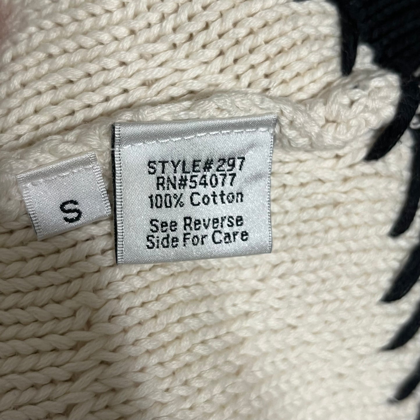 Cabi Textured Cream & Navy Sweater Sz-Small
