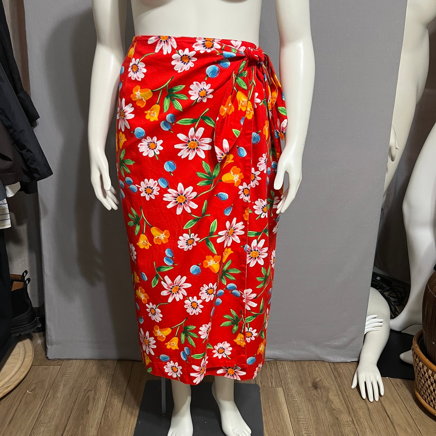 Vibrant Floral Red Sarong Wrap for Women