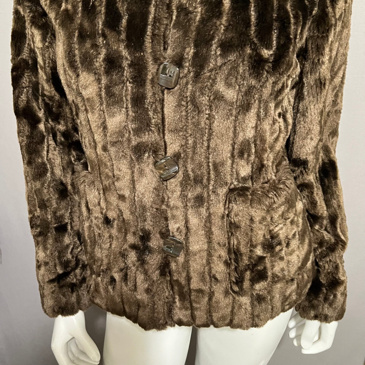 Esprit Chocolate Brown Faux Fur Jacket Sz-Small