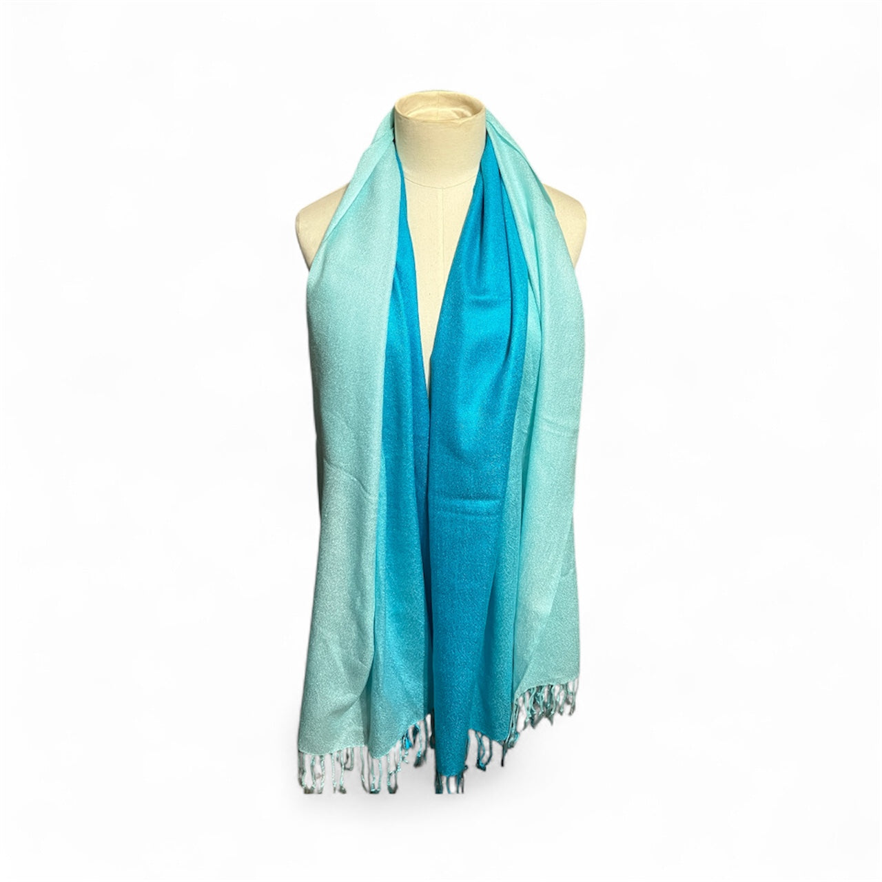 D&G Pashmina Blue and Aqua Ombré Women's Scarf