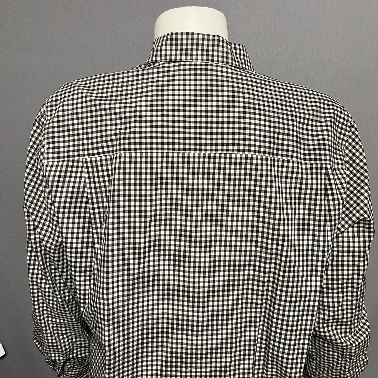 Jones New York Gingham Brown Button Front Top Sz-12