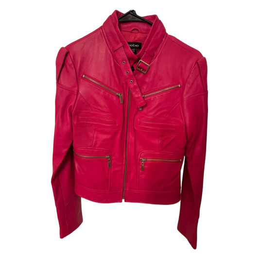 Bebe Pink 100% Leather Jacket Sz-Small