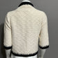 Cabi Textured Cream & Navy Sweater Sz-Small