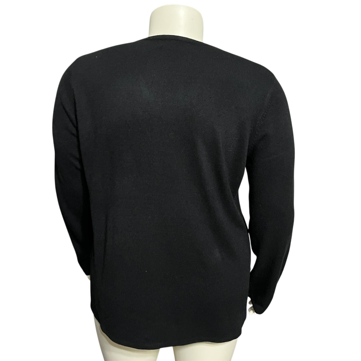 Carol Rose Elegant Black V Neck Acrylic Sweater Sz-2X