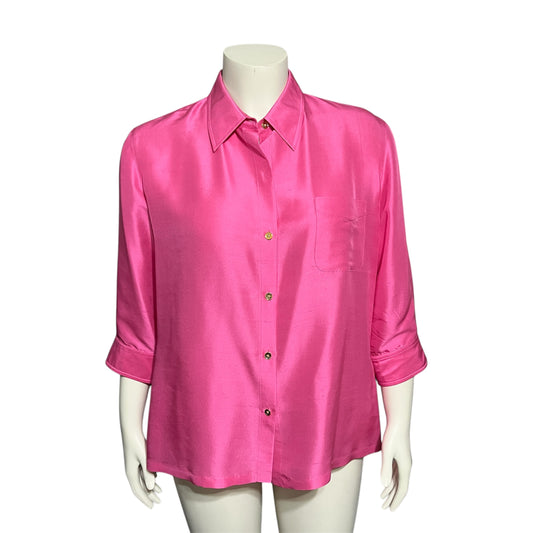 Lauren Ralph Lauren Hot Pink 100% Silk Blouse Sz-16