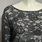 Anue Ligne Black Lace Flare Sleeve Top Sz-XL