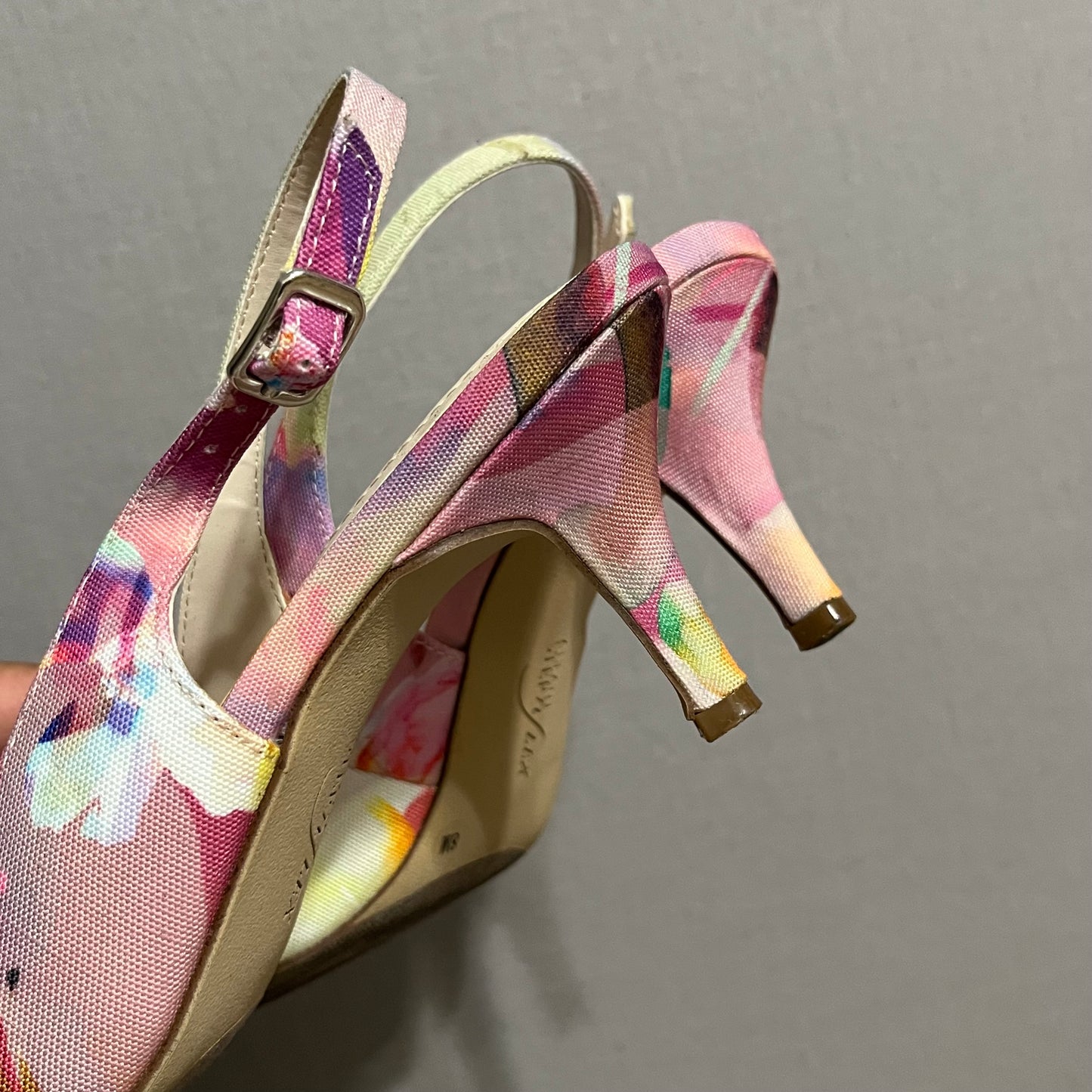 Alfani Pink Floral Sling Back Kitten Heels Sz-8M