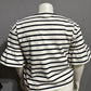 Cream & Navy Striped 100% Cotton Flare Sleeve Top Sz-XL