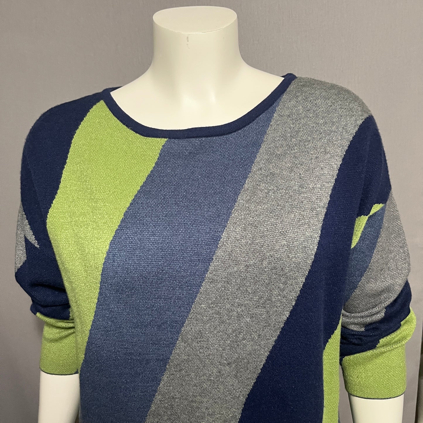 Ten-Oh-8 Blue Green Colorblock Dolman Sweater Sz-XL