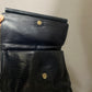 Neiman Marcus Navy Crocodile Print Italy Fold Over Clutch Handbag