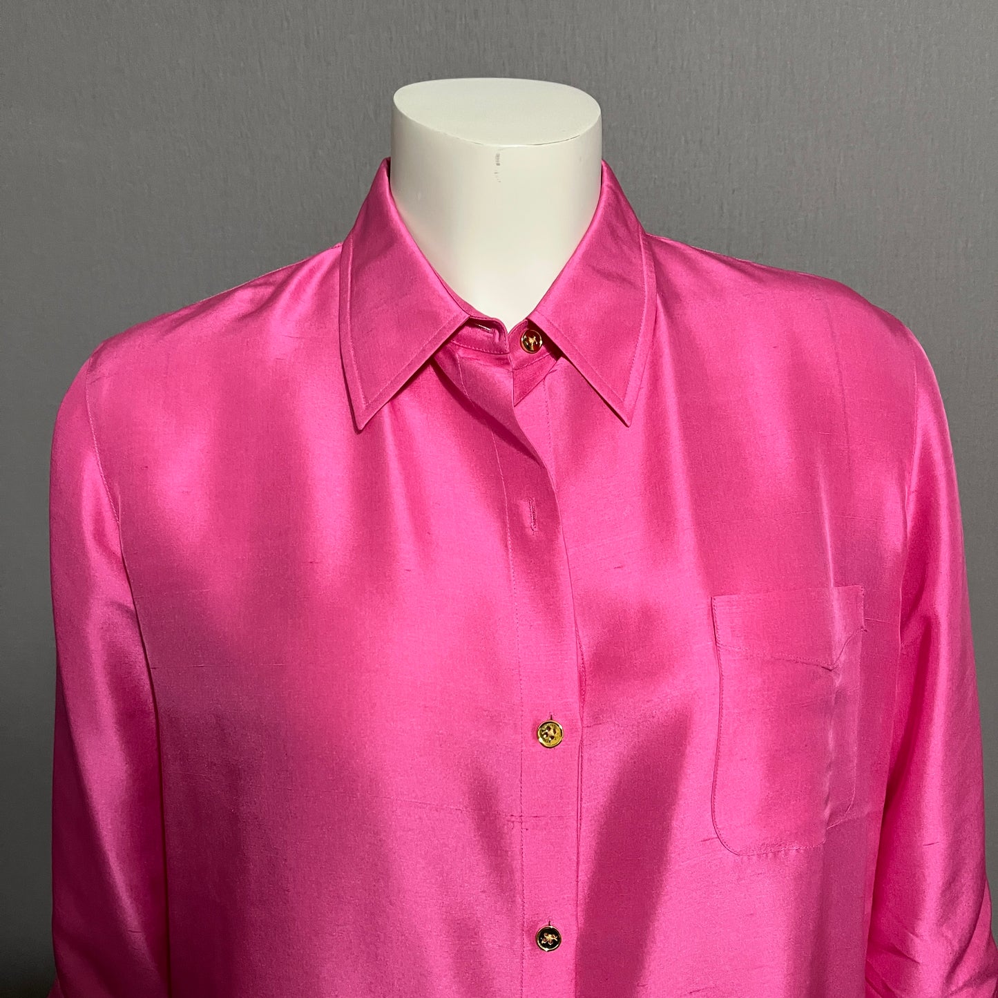 Lauren Ralph Lauren Hot Pink 100% Silk Blouse Sz-16