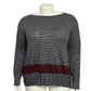 Planet Striped Gray Striped Pima Cotton Boatneck Sweater One Size