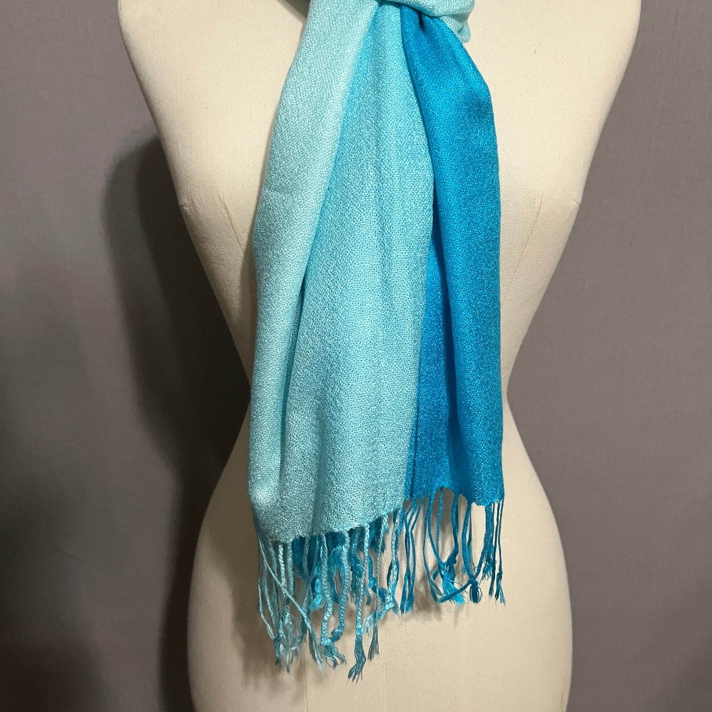 D&G Pashmina Blue and Aqua Ombré Women's Scarf