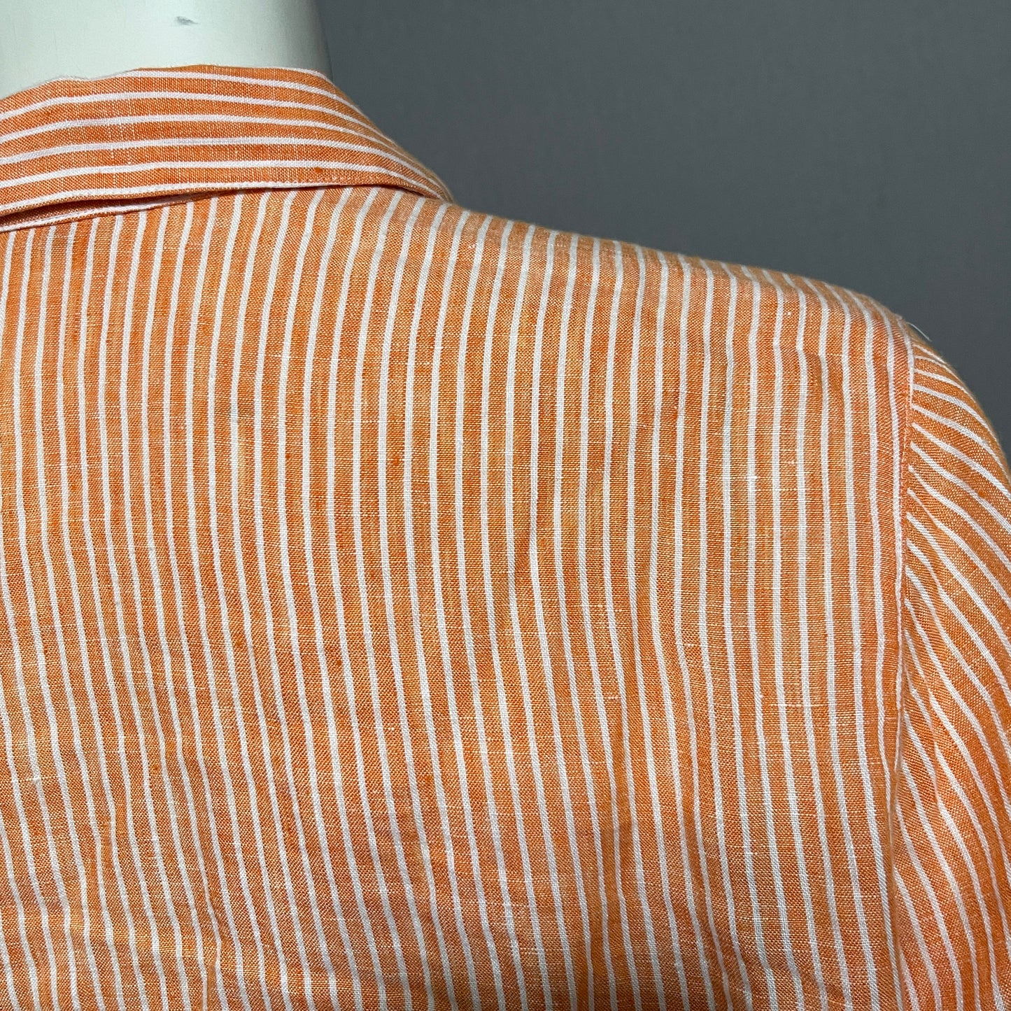 J. Jill Tangerine and White Linen Striped Shirt Top Sz-XL