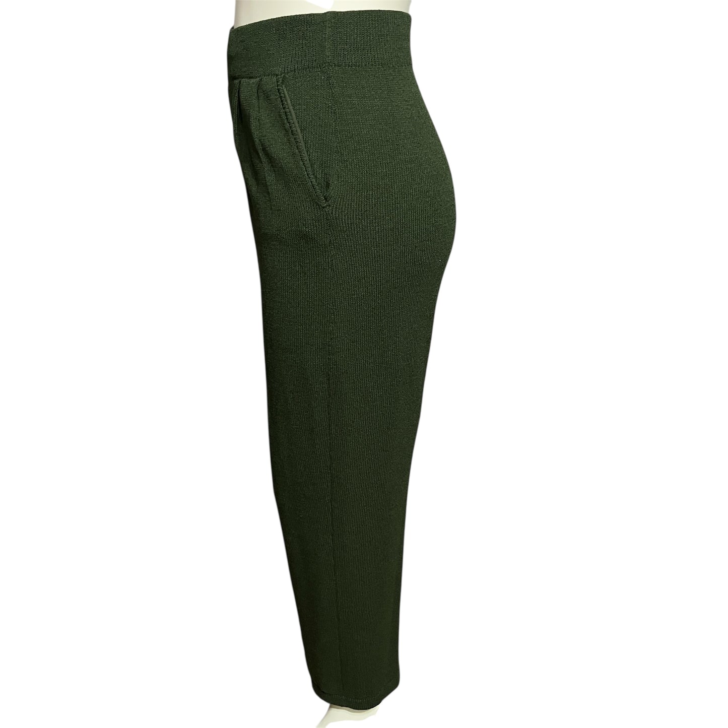 St. John Green Santana Knit Pleated Pants Sz-12