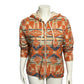 Chaps Tribal Aztec Print Orange Zip Up Hoodie Sz-XL