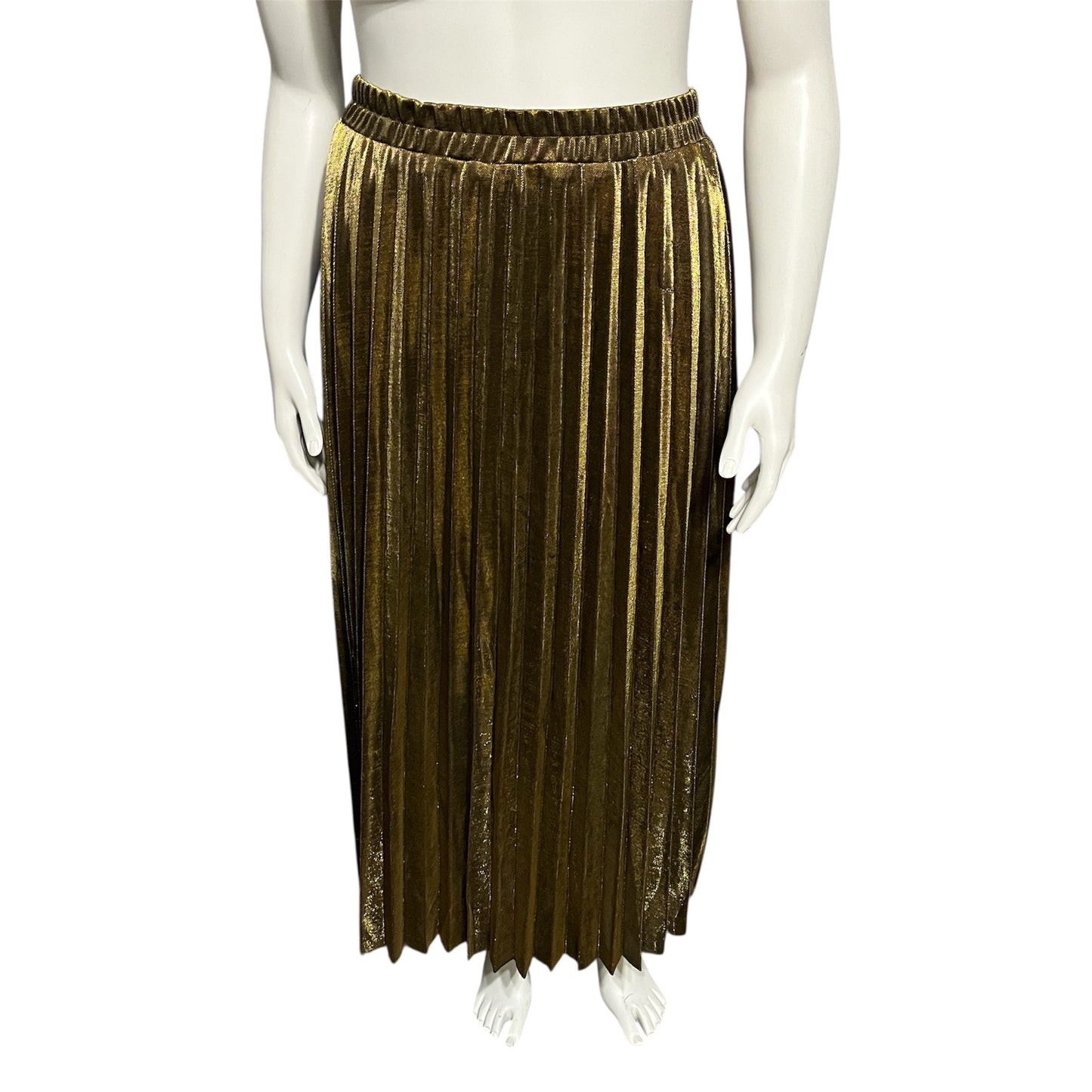 Metallic Pleated Maxi Skirt Sz-Large