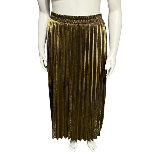 Metallic Pleated Maxi Skirt Sz-Large