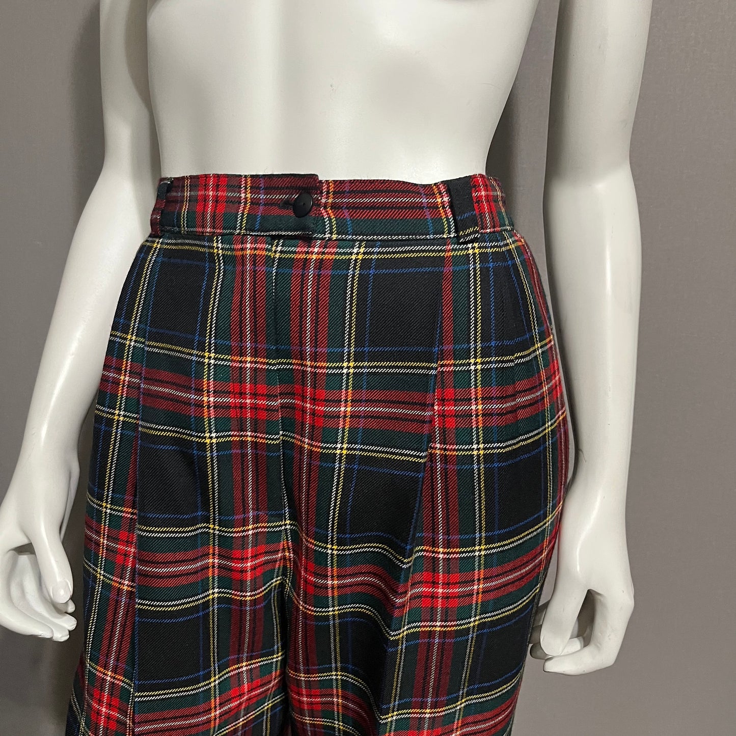 Vintage Plaid Tartan 100% Wool Pants Sz-6