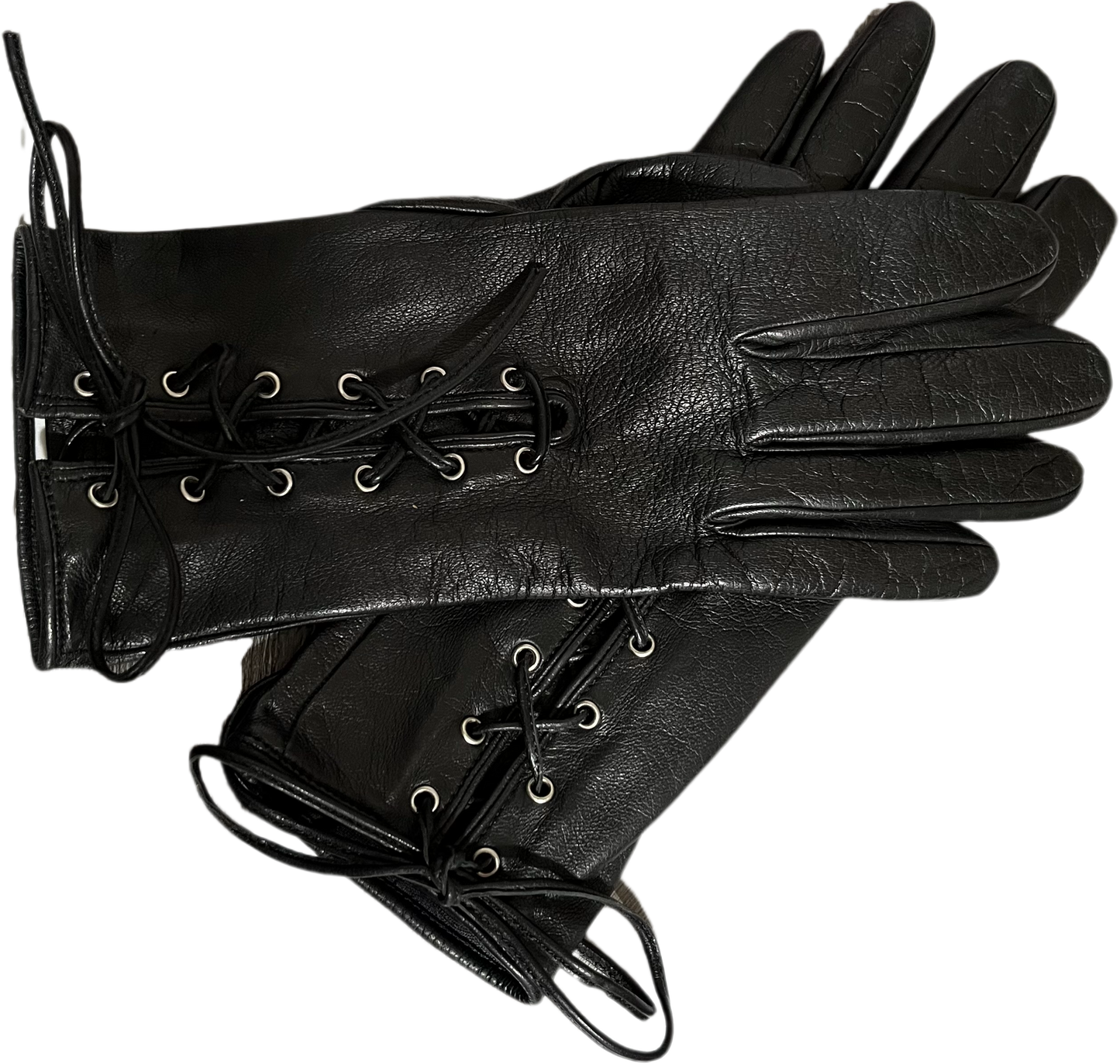 Leather Lace Up With Silk Lining Gloves