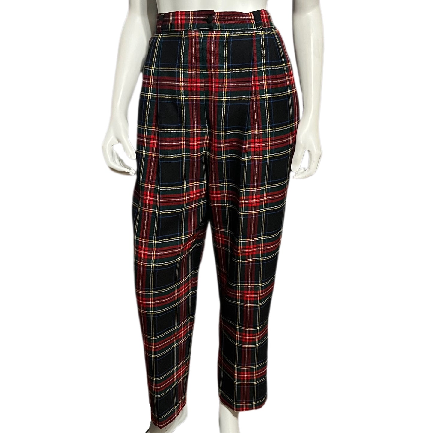 Vintage Plaid Tartan 100% Wool Pants Sz-6