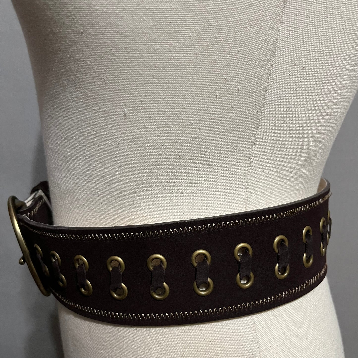 Brown Suede Boho Braided Wide Belt Leather Sz-Med/Large