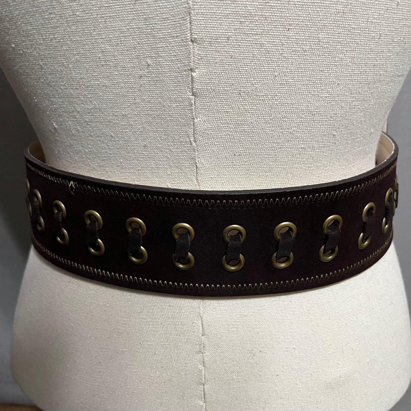 Brown Suede Boho Braided Wide Belt Leather Sz-Med/Large