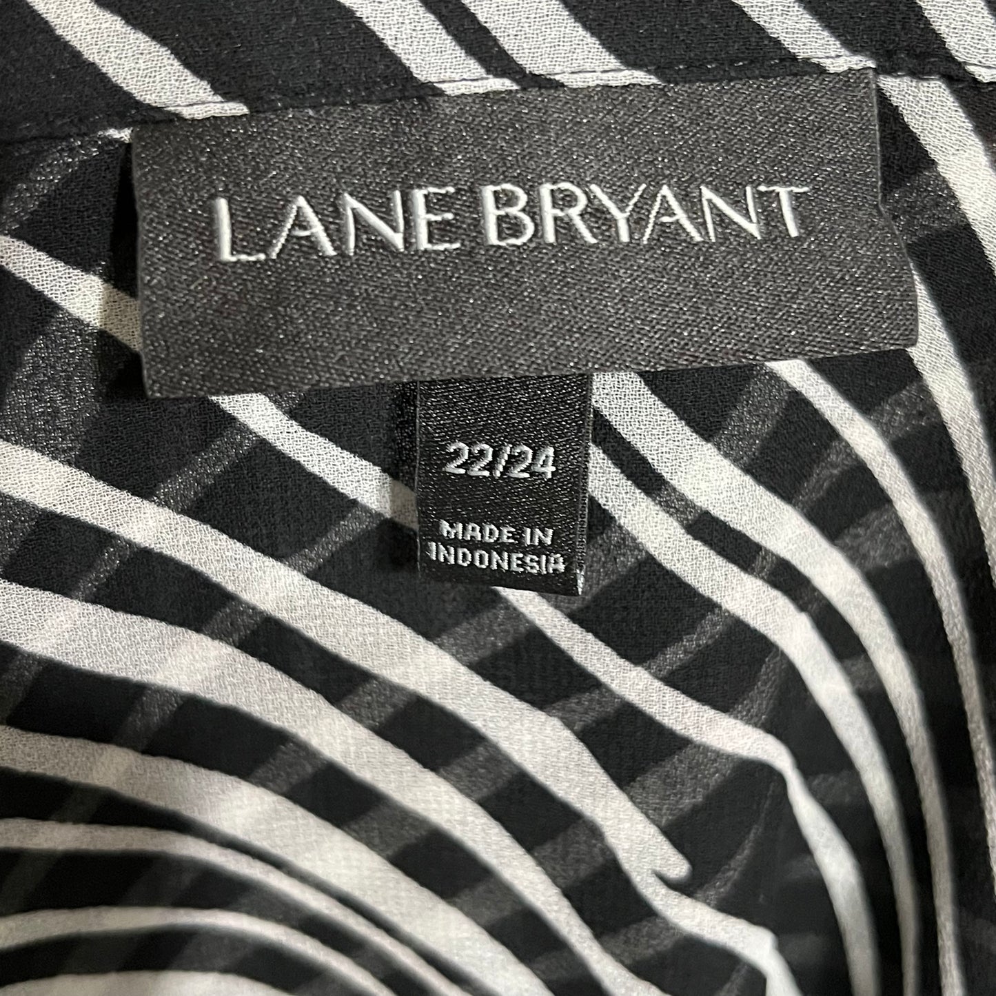 Lane Bryant Black White Sheer Zebra Striped Blouse Sz-22/24