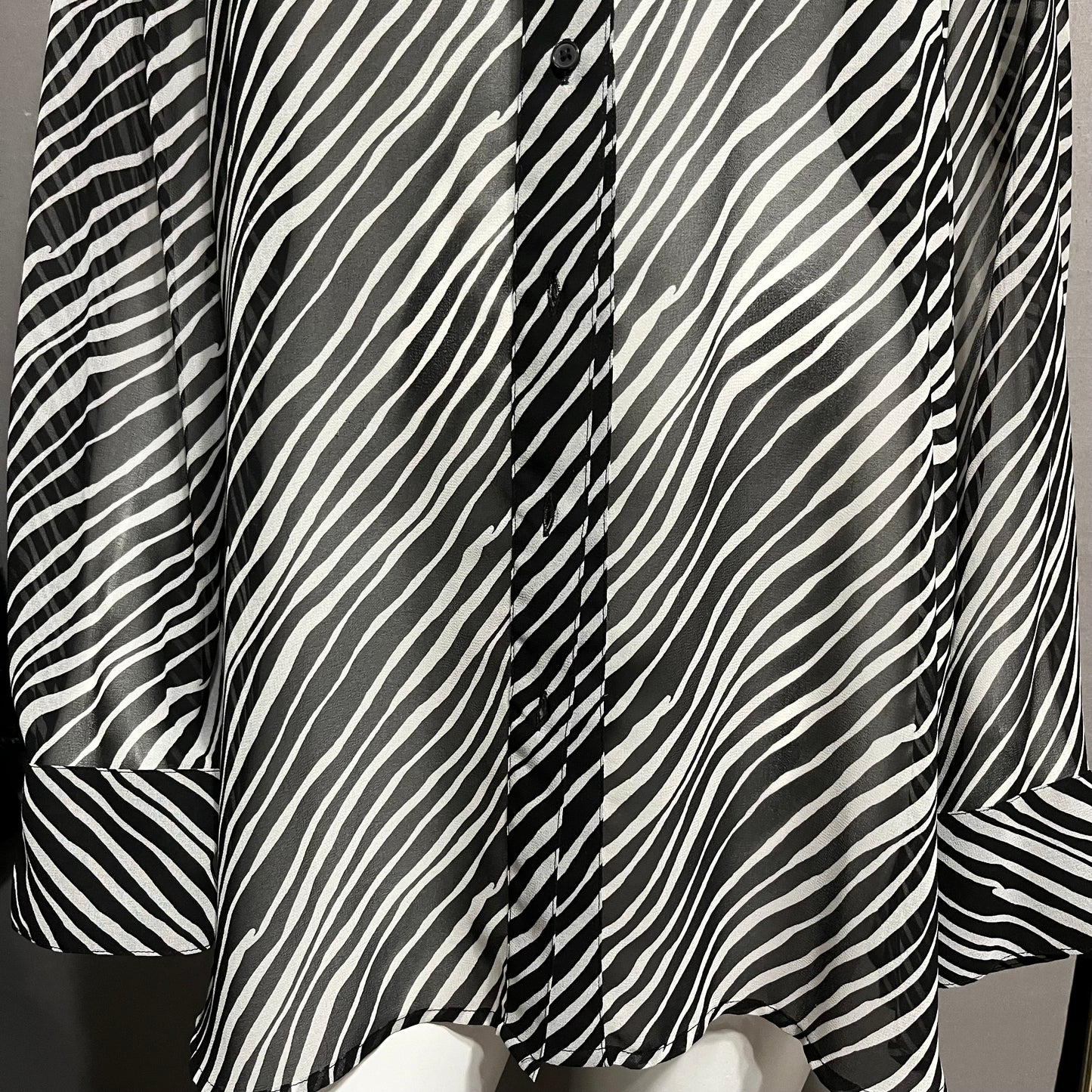 Lane Bryant Black White Sheer Zebra Striped Blouse Sz-22/24