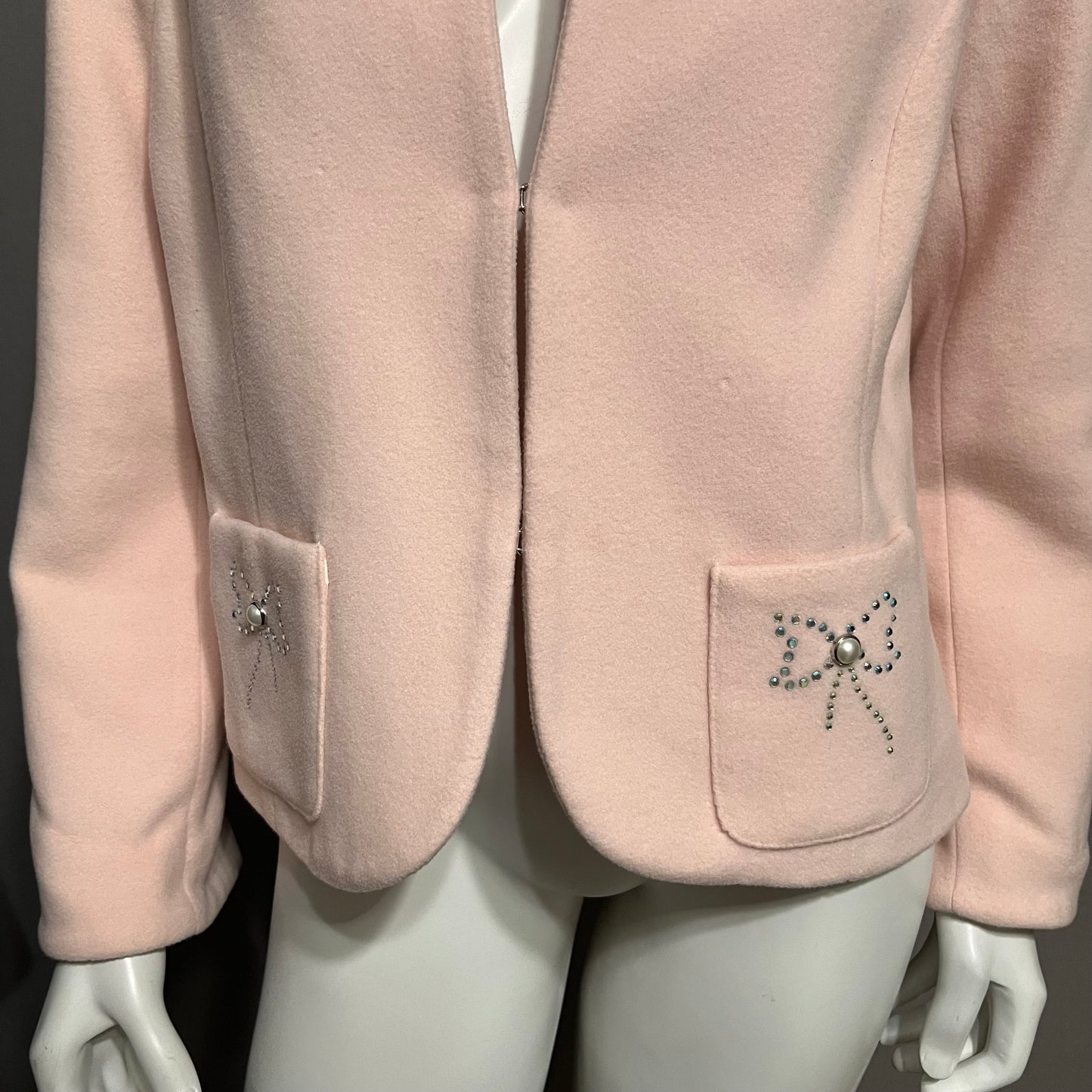 Vintage Fashionista Wool | Cashmere Blend Pink Pearl Blazer Sz-Large