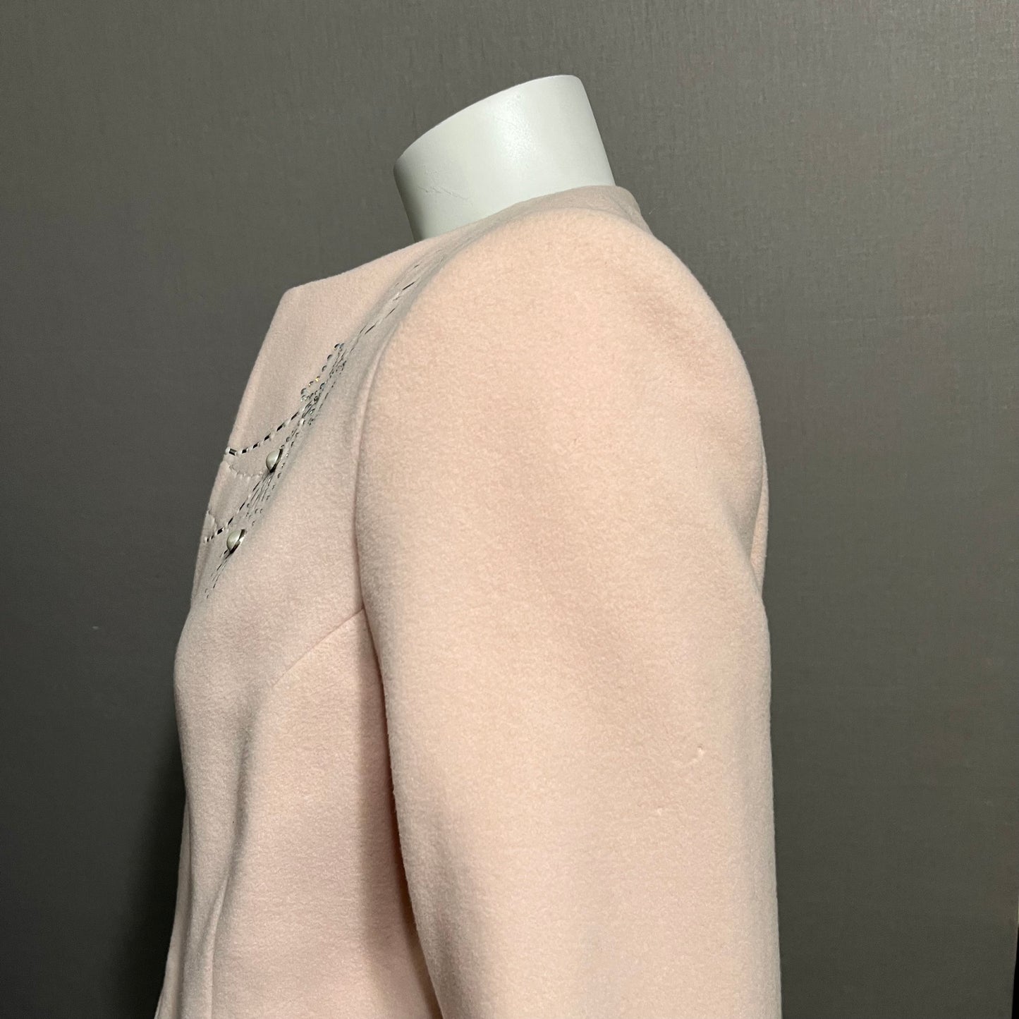 Vintage Fashionista Wool | Cashmere Blend Pink Pearl Blazer Sz-Large