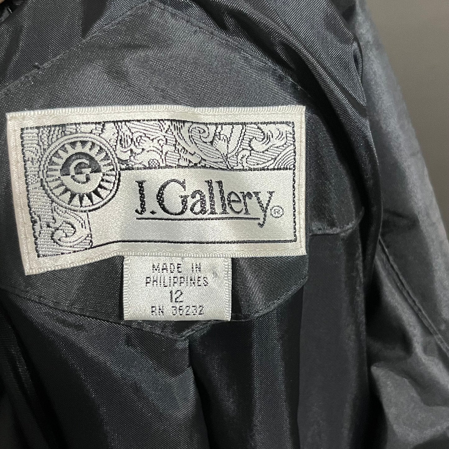 J Gallery Black Nylon Trench Jacket Sz-12