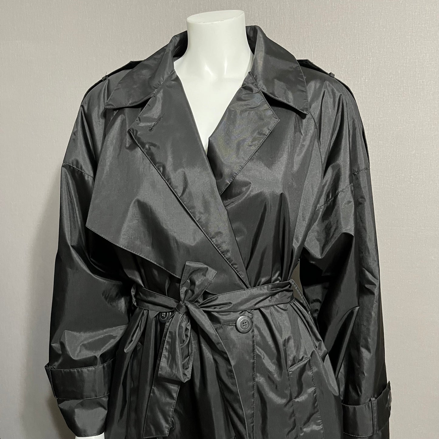 J Gallery Black Nylon Trench Jacket Sz-12