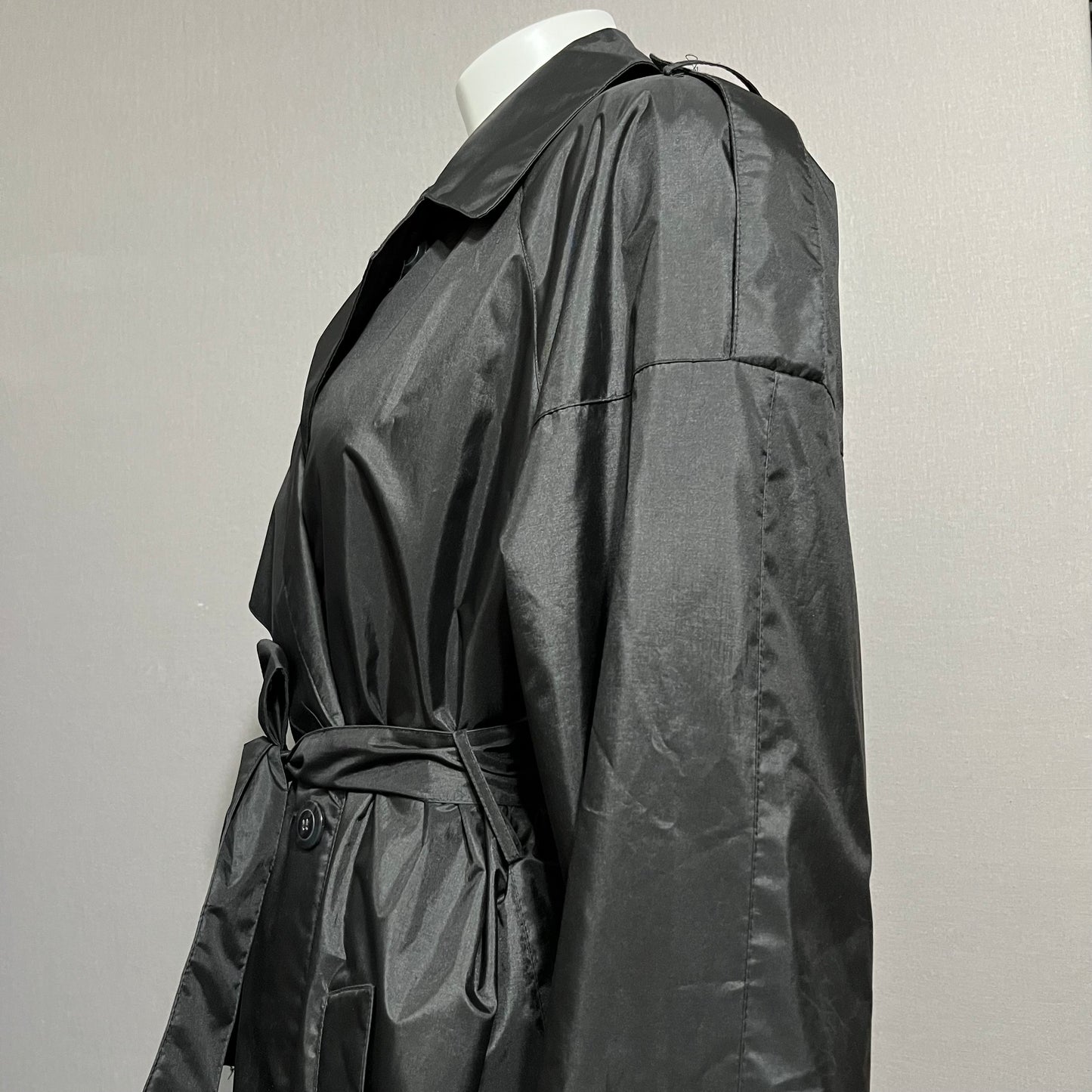 J Gallery Black Nylon Trench Jacket Sz-12