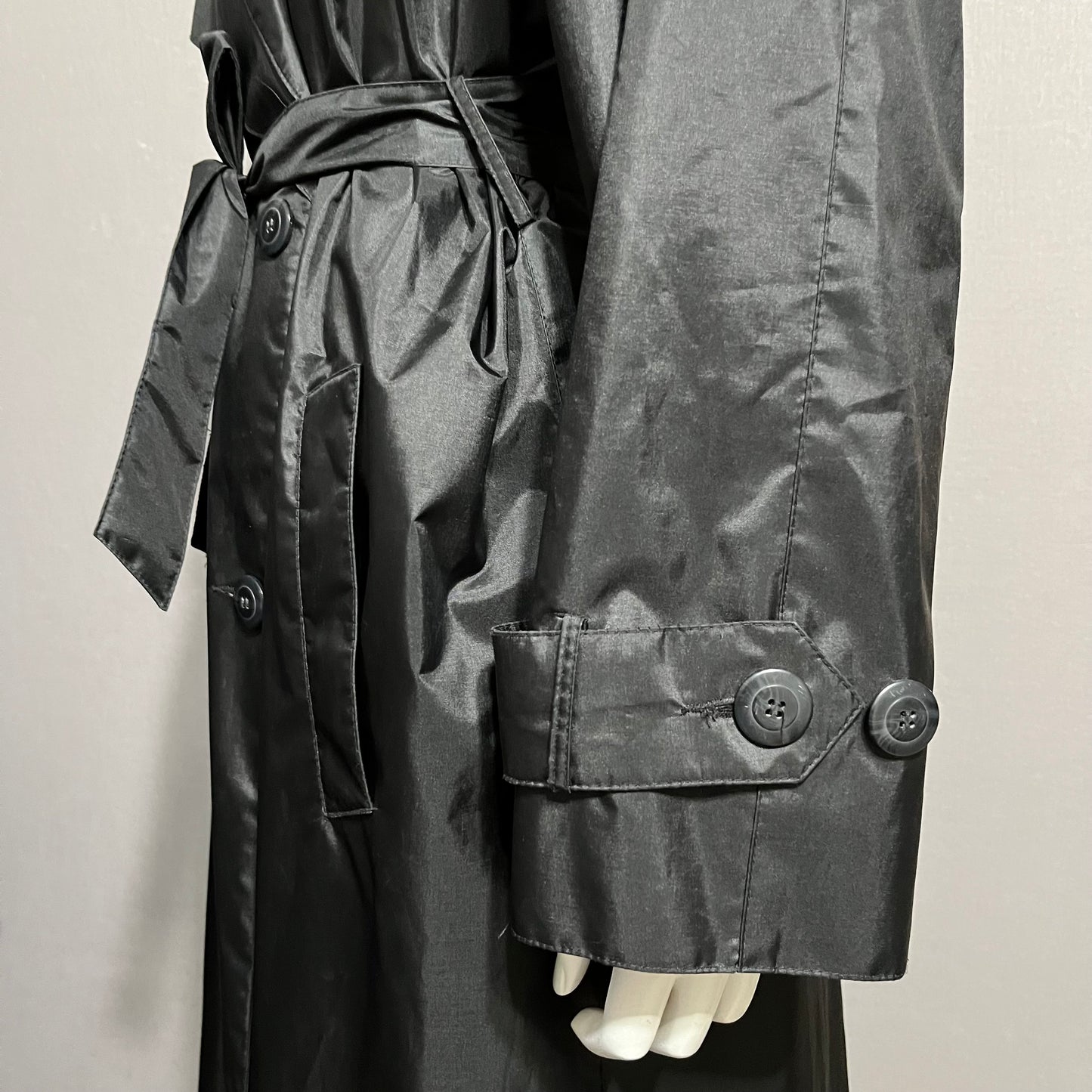 J Gallery Black Nylon Trench Jacket Sz-12