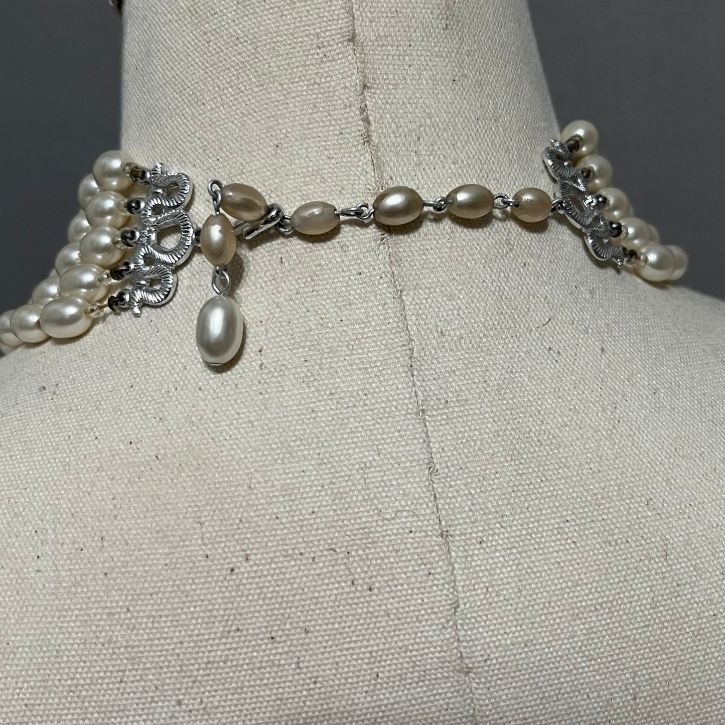 Vintage Faux Pearl 5 Layer Necklace