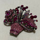 Pink Floral Basket Large Brooch