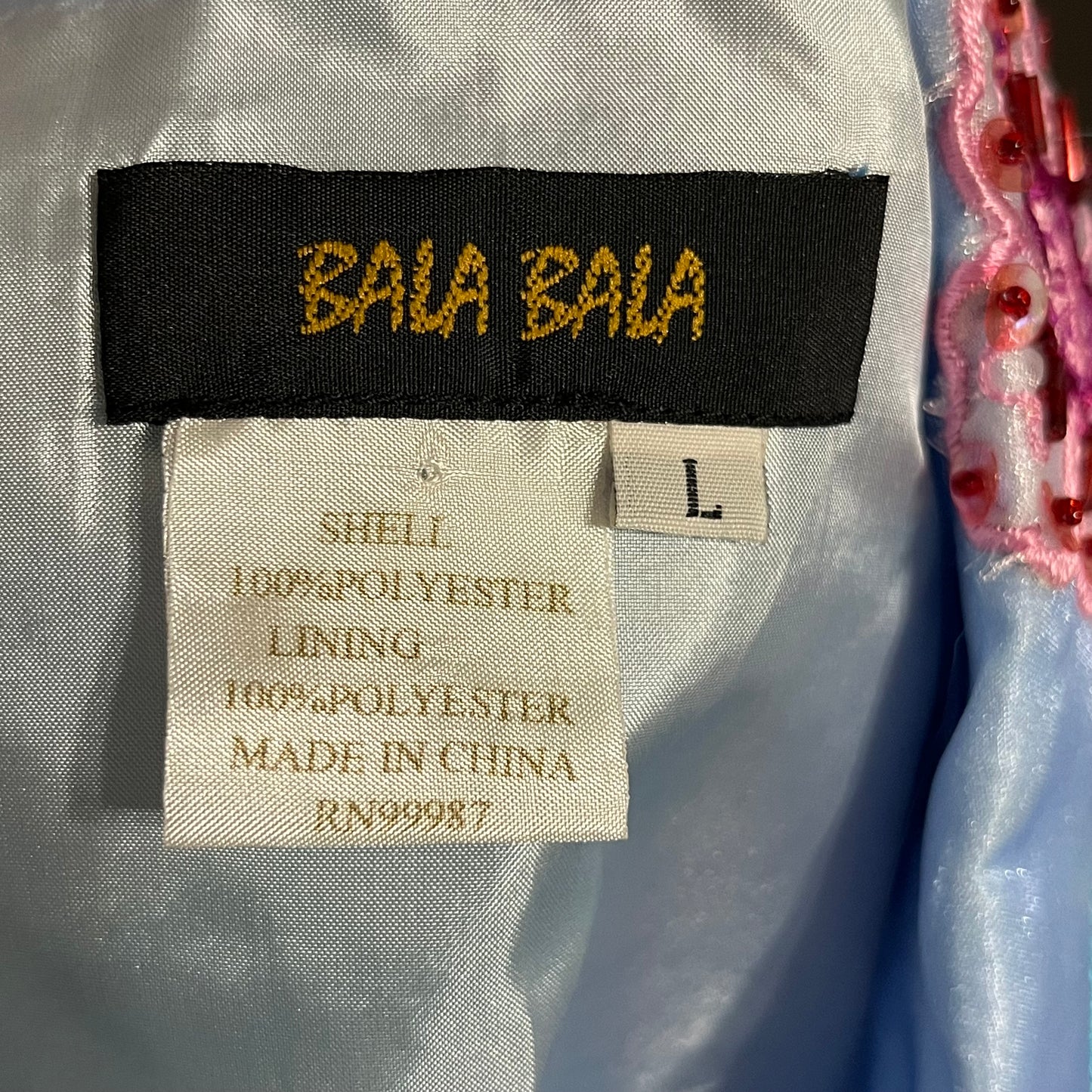 Bala Bala Light Blue Embroidered Floral Lightweight Jacket Sz-Large