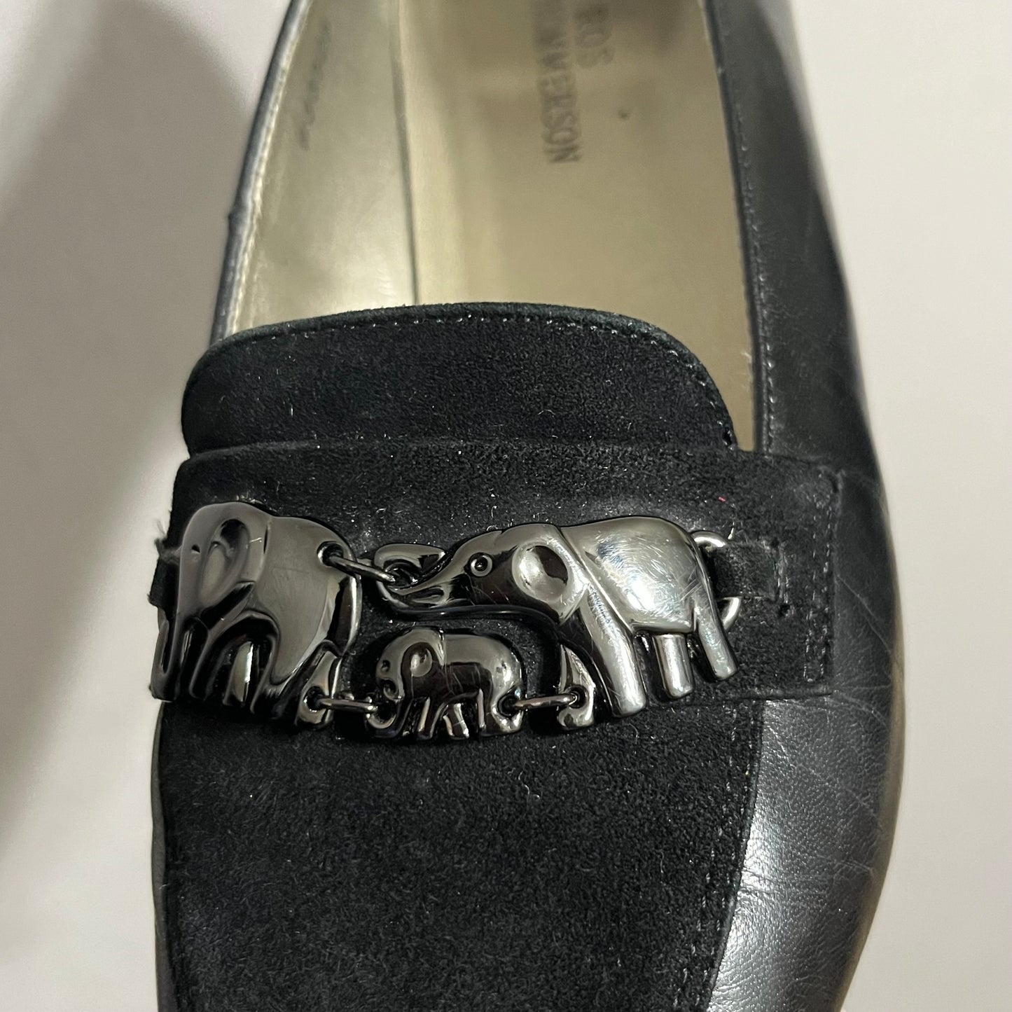 Ros Hommerson Black Leather Elephant Loafer Sz-7W