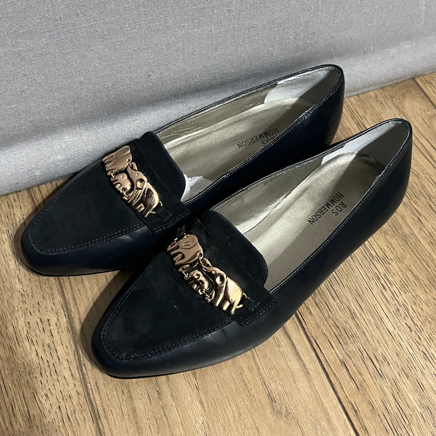 Ros Hommerson Navy Leather Elephant Loafer Sz-7W