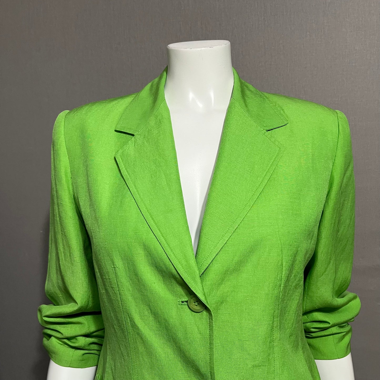 Classiques Entier Lime Green Silk Linen Blazer Sz-Small