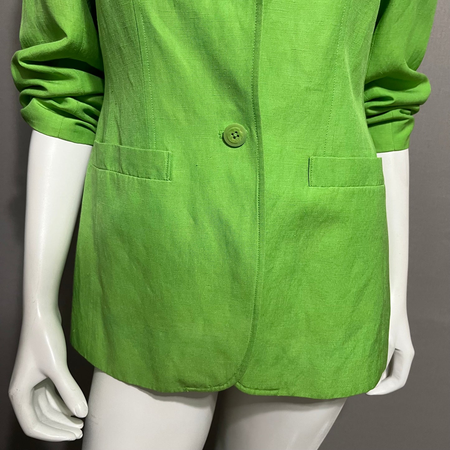 Classiques Entier Lime Green Silk Linen Blazer Sz-Small